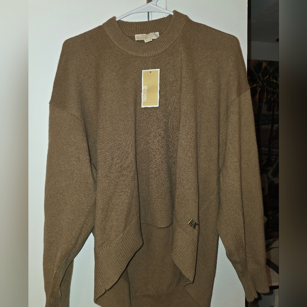 NWT Michael Kors Women's Brown High Low Sweater Sz XXS (runs big)